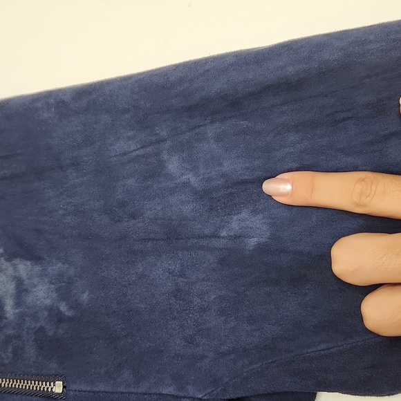 Alice+ Olivia Lambskin Blue Suede Zip Front Skinny Pants Size 00 Women - Picture 8 of 12